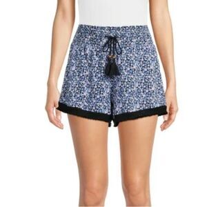 Maison Jules Shorts Womens Medium‎ Blue Print